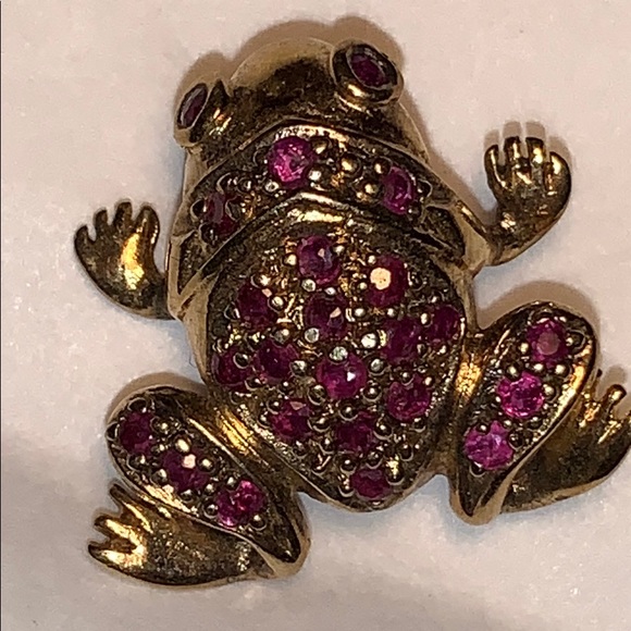 Ruby silver frog brooch beautiful unique rare find - Picture 1 of 11